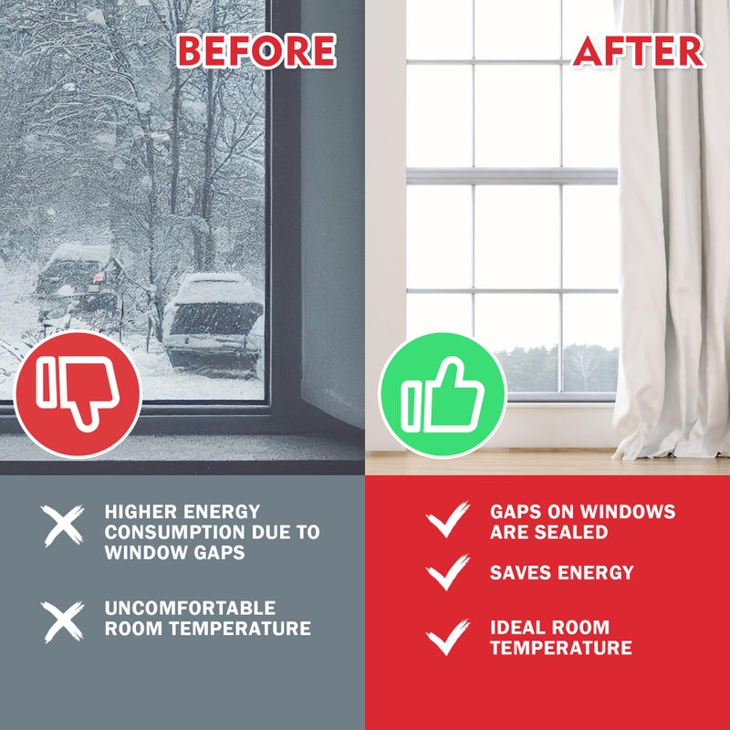 LLPT Transparent Weather Stripping Tape 2    x 108 Ft for Window and Door Ultra High Performance Weather Resistant Tape for Window Draft Insulation No Mess (WWT208) - Image 3